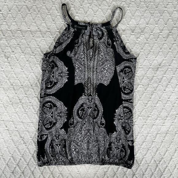 INC International Concepts Black Paisley Beaded Halter Top Women’s Small - Picture 1 of 6